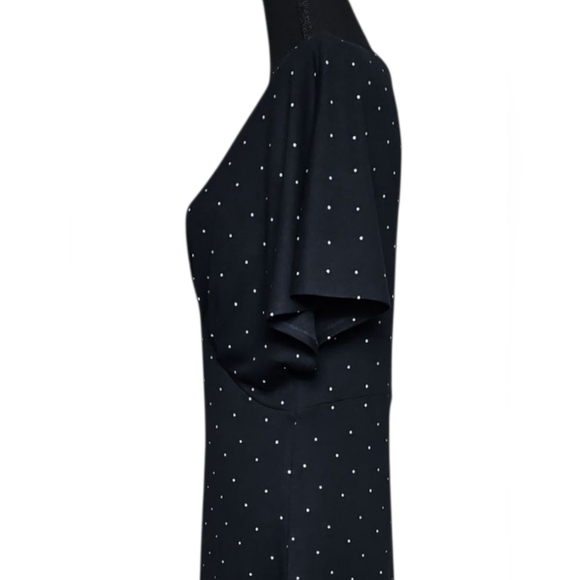 The White Company Black & White V-Neck Flutter Sleeve Jersey Dress Size 8 - Picture 6 of 8